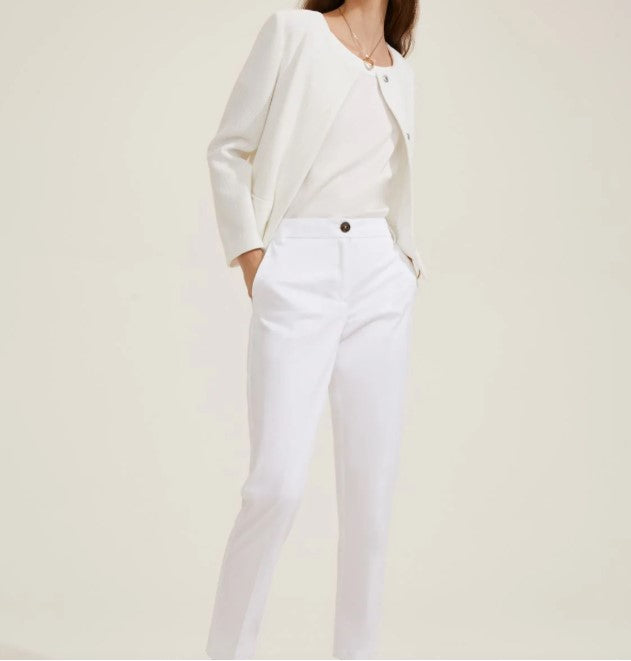 Pantaloni in cotone stretch beige o bianco