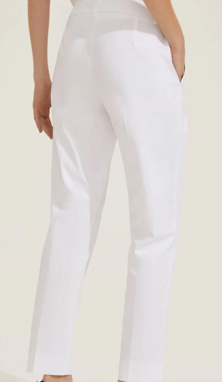 Pantaloni in cotone stretch beige o bianco