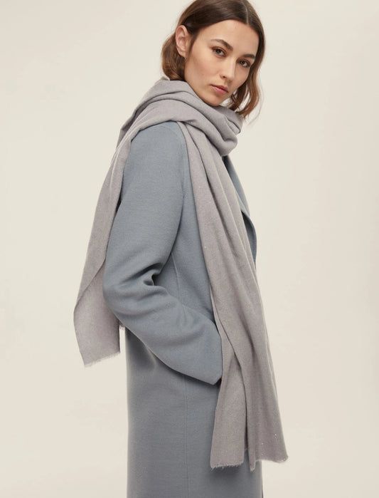 Sciarpa a Stola con frange e filo di lurex - GRIGIO CHIARO O NERO