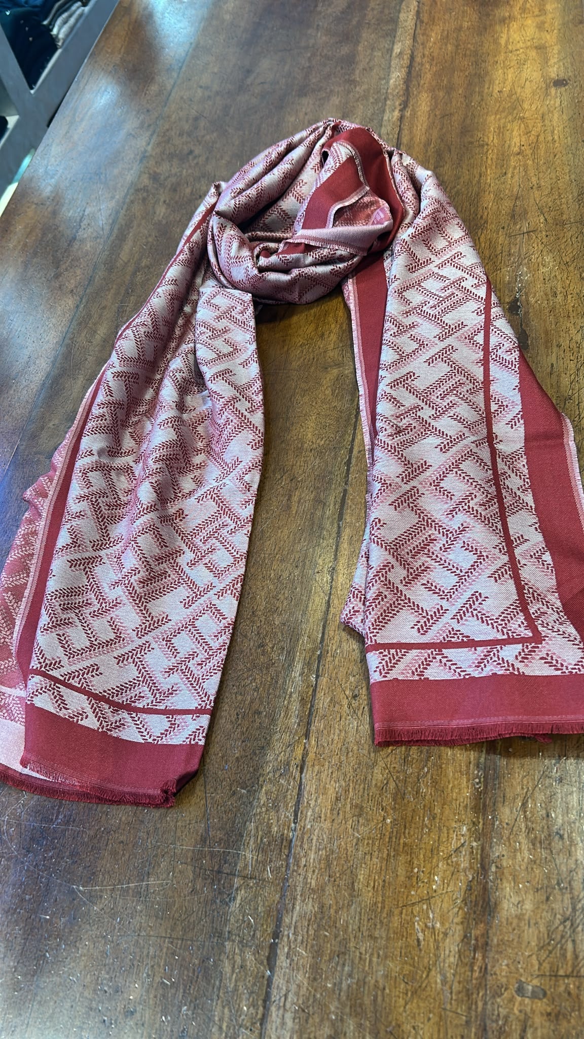 Sciarpa Jacquard con Stampa Monogramma - Blu, Beige, Bordeaux