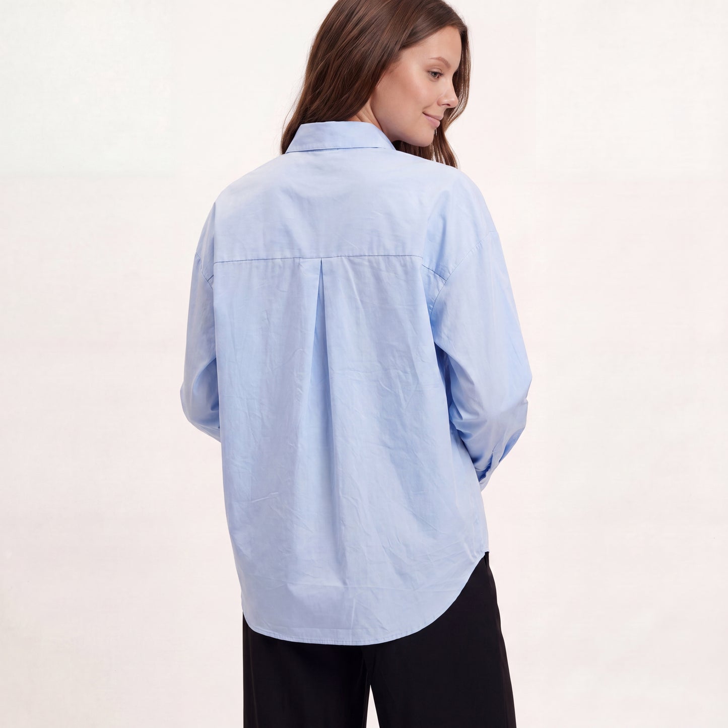 Camicia in Cotone con Cravattino Staccabile - Bianca, Celeste