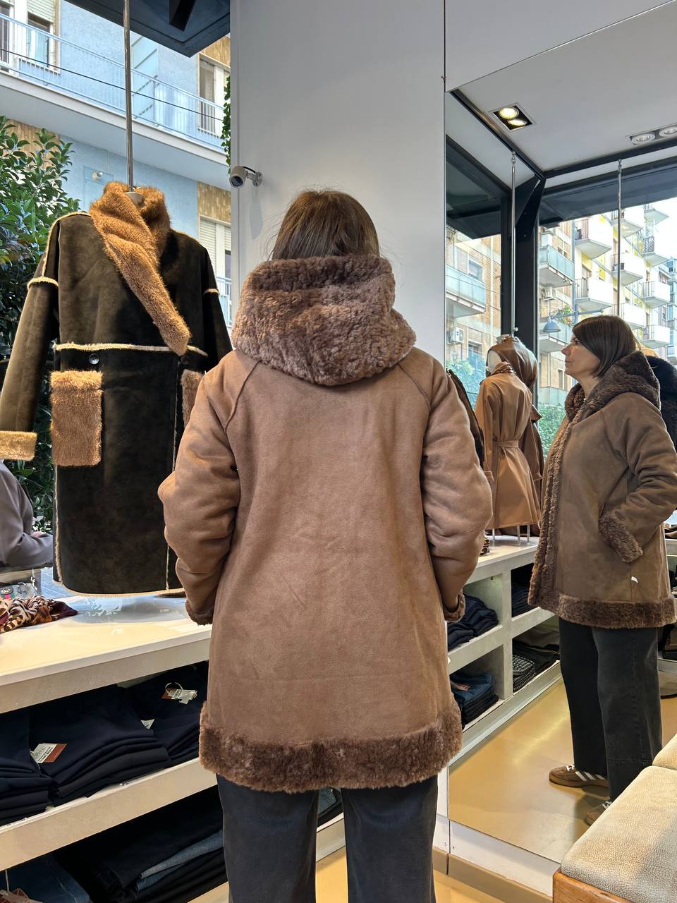 Giaccone Reversibile in Ecopelliccia- Bordeaux, Marrone