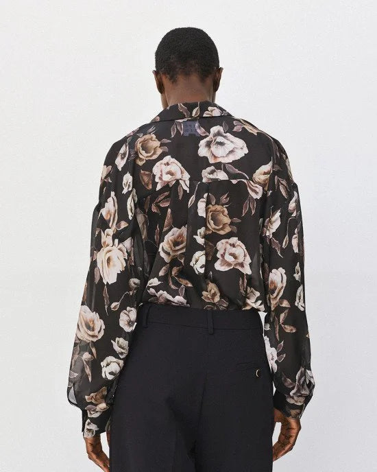 Camicia Semitrasparente in Stampa Floreale