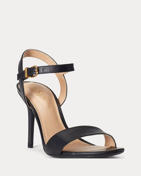 Sandali neri in pelle con tacco cm 9