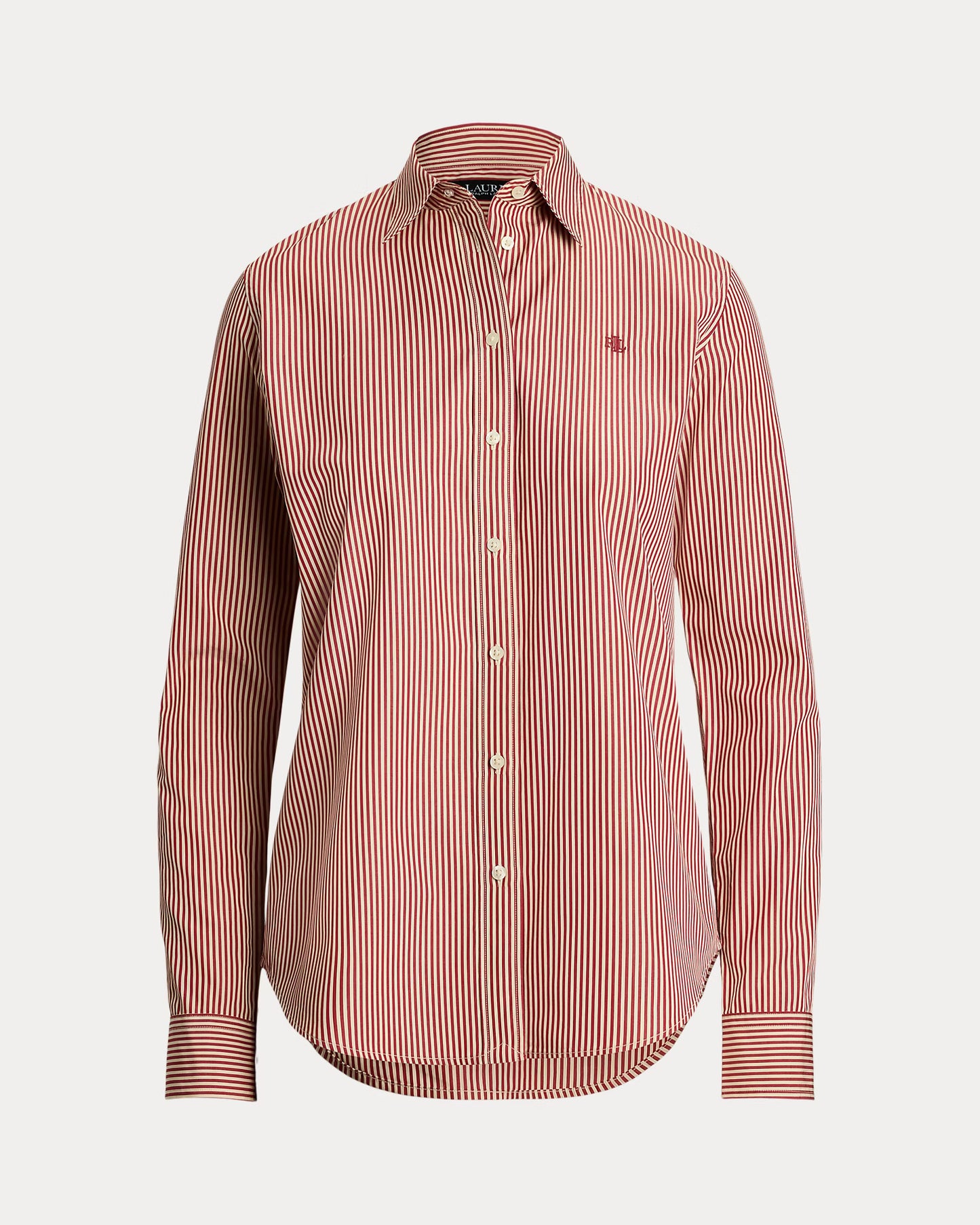 Camicia in cotone a righe bianca e rossa