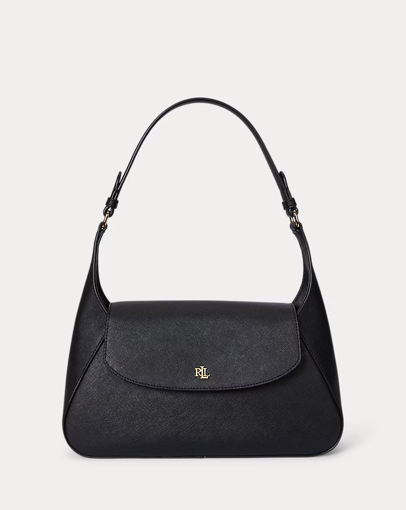 Borsa media nera a spalla in pelle