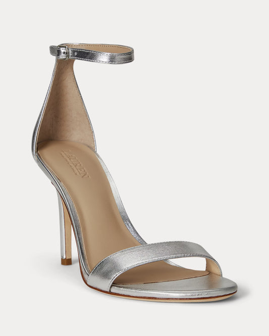 Sandali in nappa argento con tacco 9 cm