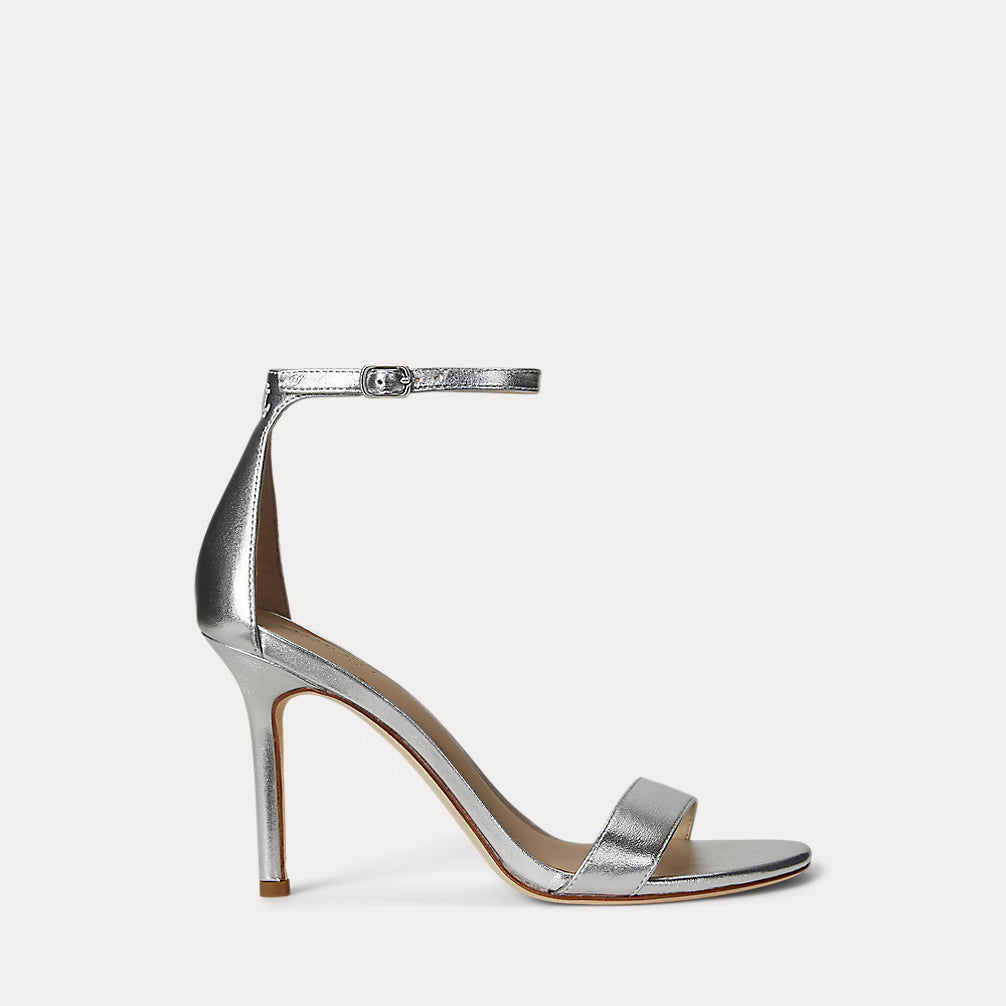 Sandali in nappa argento con tacco 9 cm