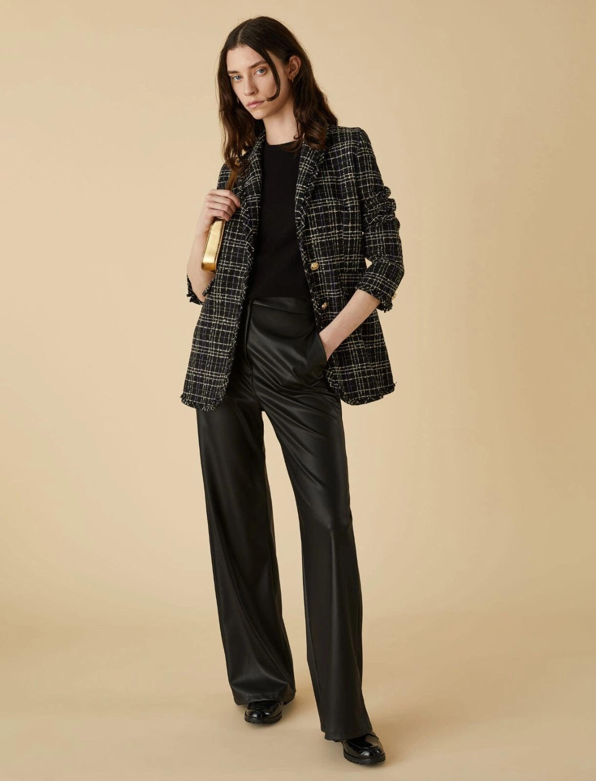Pantaloni in jersey effetto pelle