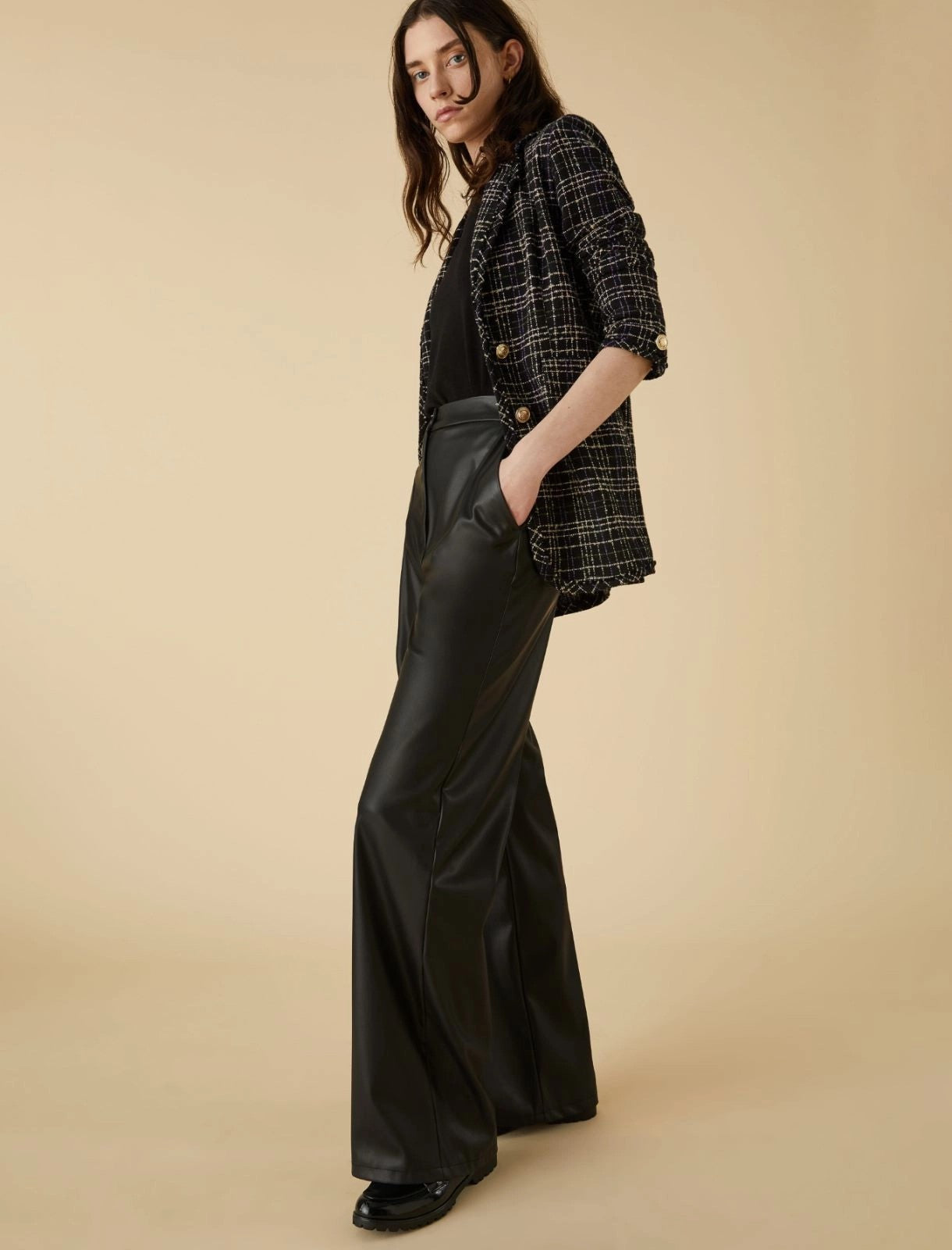 Pantaloni in jersey effetto pelle