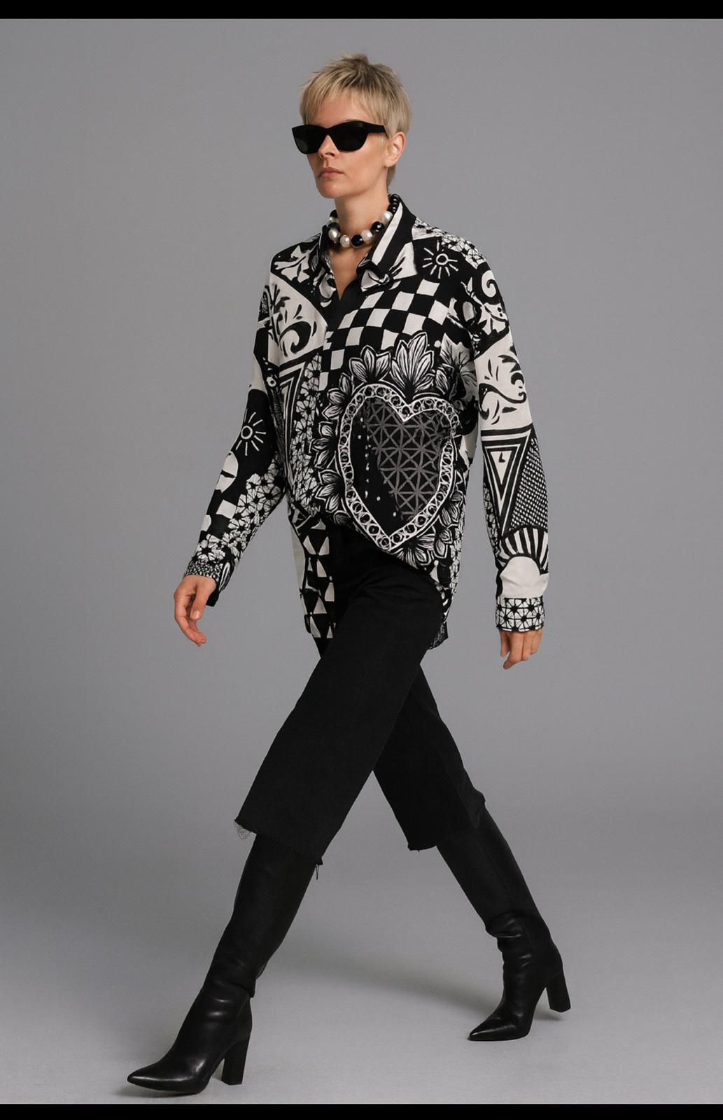 "Bine" Black & White Patterned Shirt