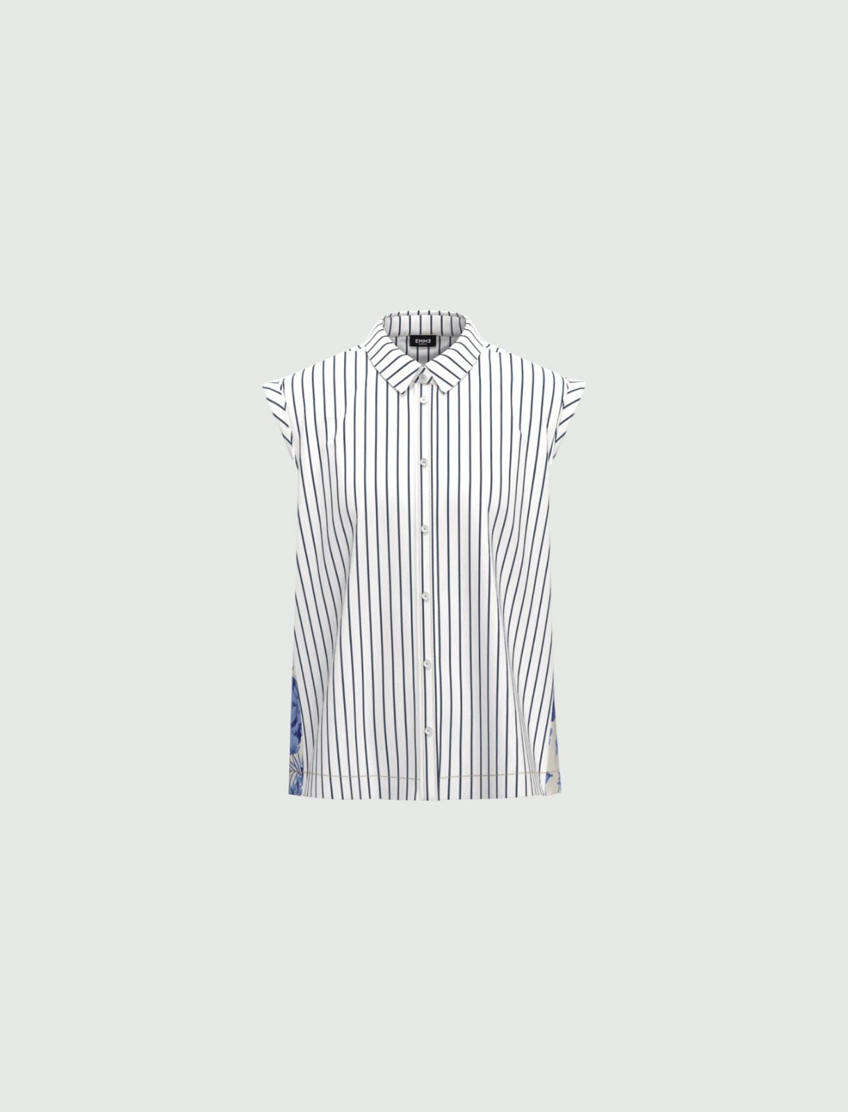 Camicia smanicata con stampe a contrasto