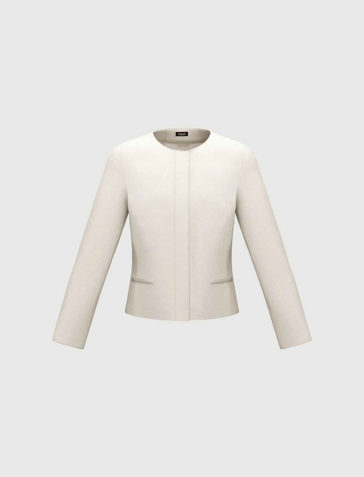 Giacchina bianca dal taglio sartoriale e silhouette sfiancata