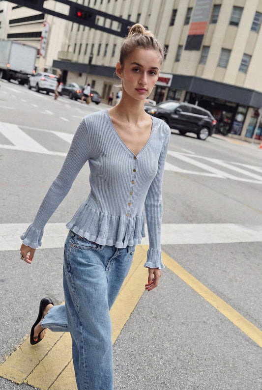 Cardigan in maglia di Viscosa con Volants