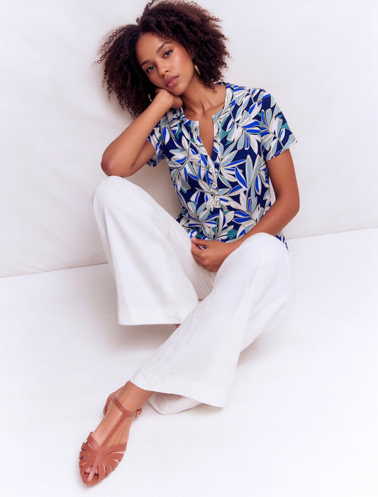 T-Shirt in Jersey in Stampa Palme
