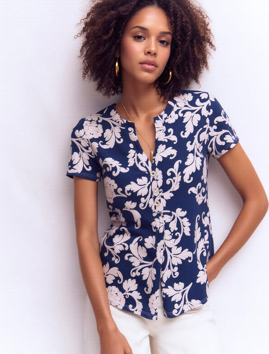 T-Shirt in Jersey in Stampa Floreale