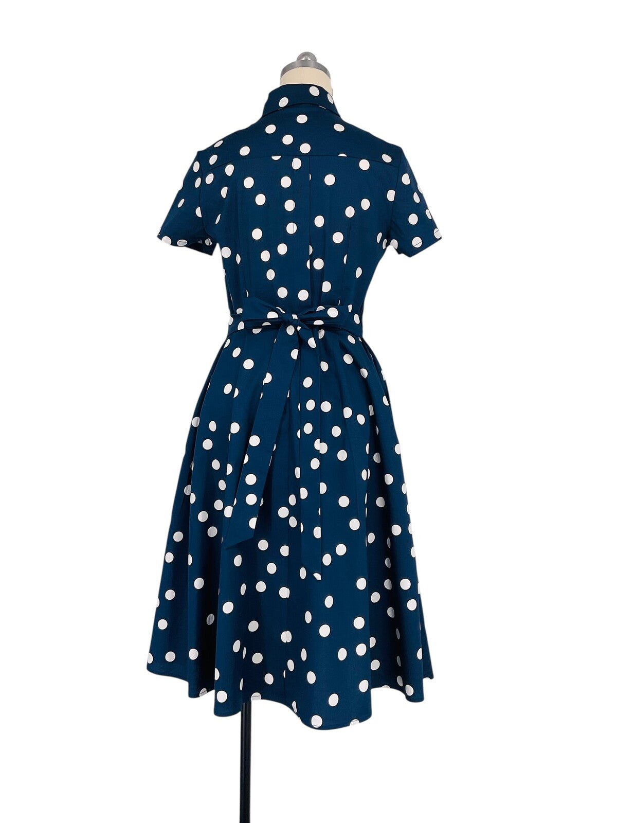 Abito a Pois in Cotone - Blu o Bianco
