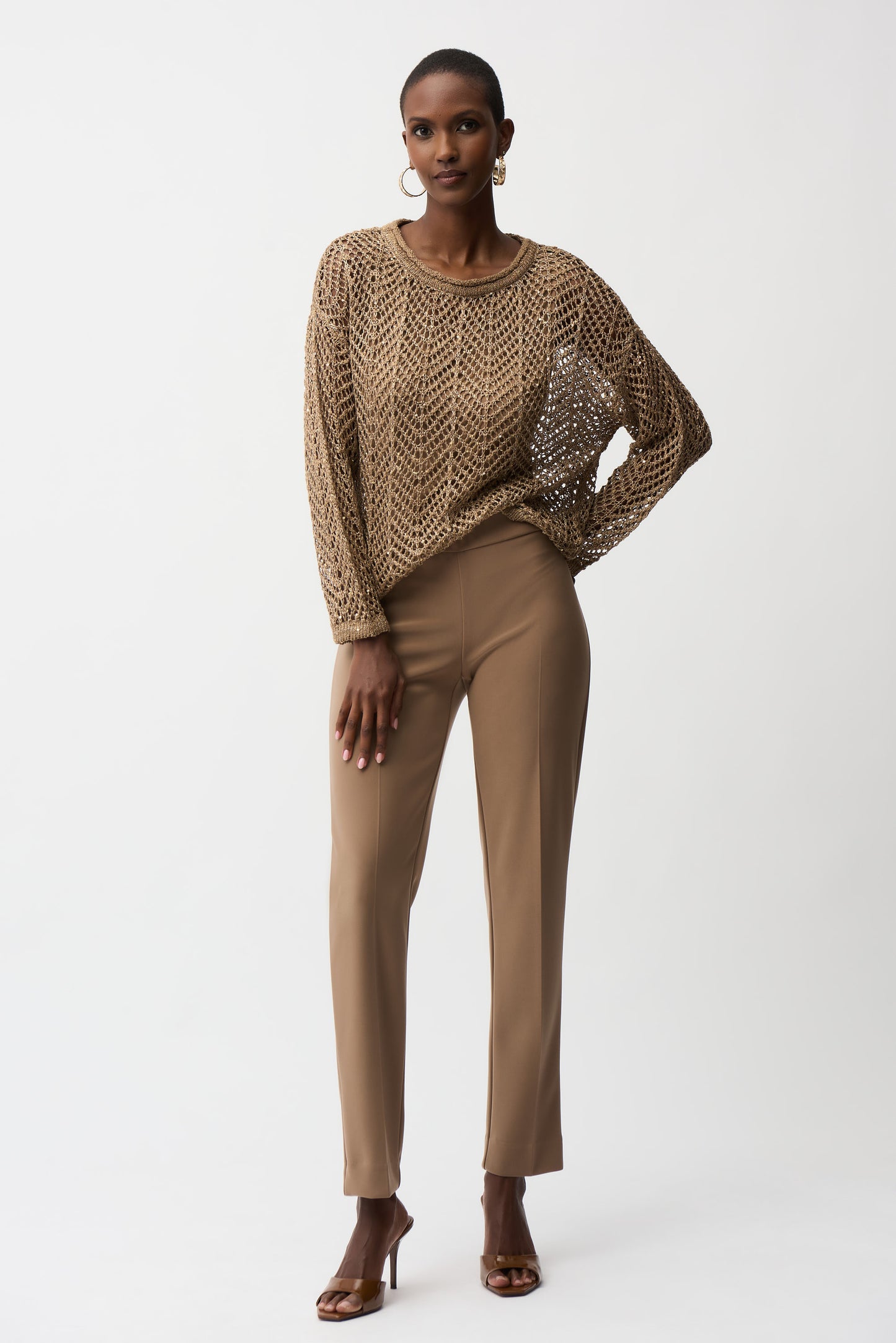 Classic slim tailored trousers - Camel