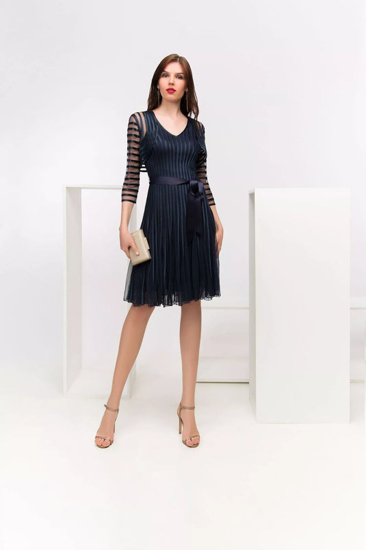 Giacca bolero elegante blu con bande in raso
