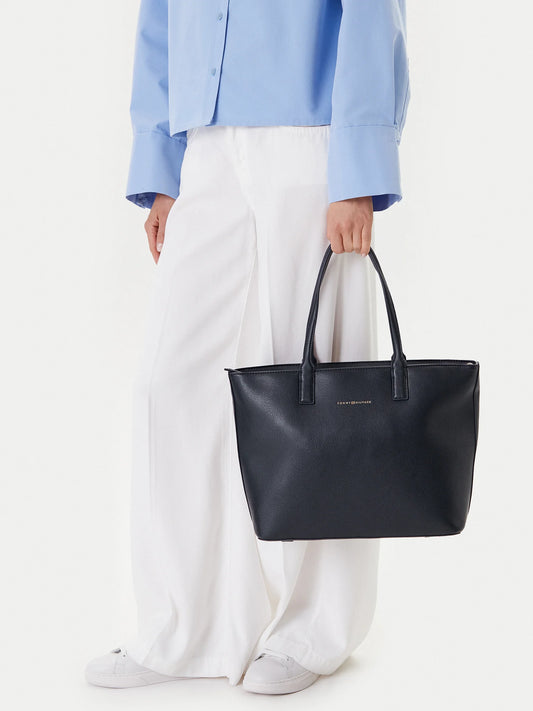 Borsa shopper o blu con zip