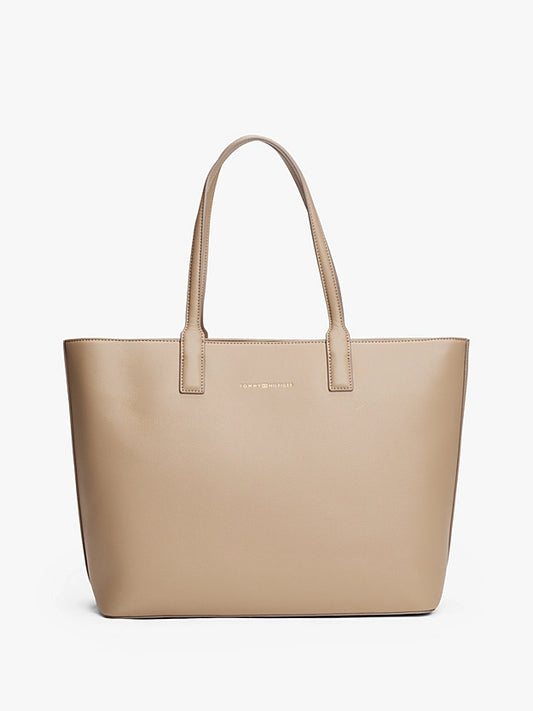 Borsa shopper beige con zip