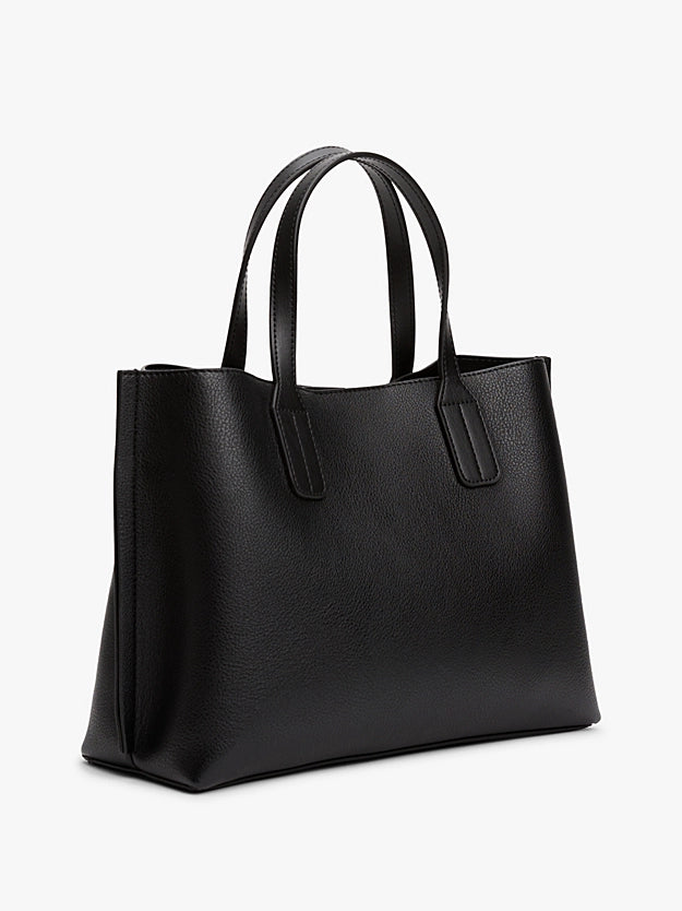 Borsa tote media in nero con monogramma TH