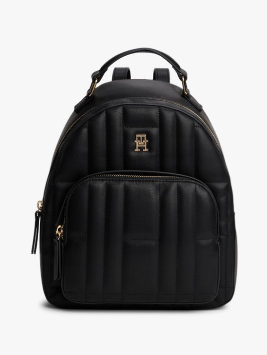 Borsa a zaino trapuntato con bandiera e placca monogramma