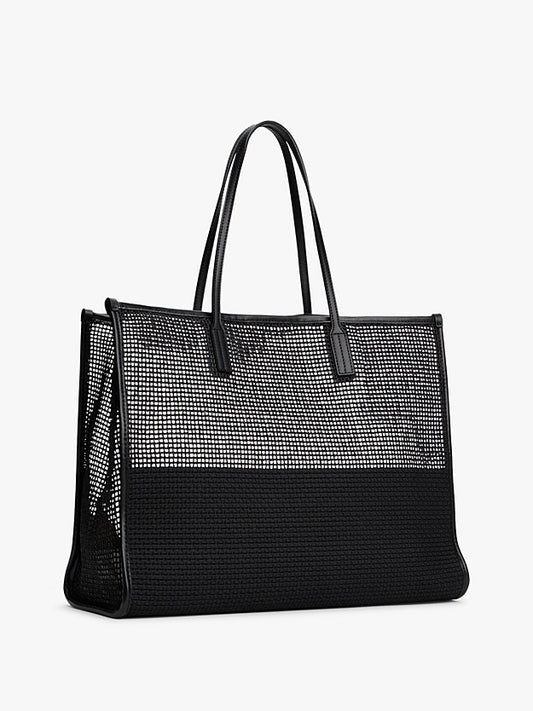 Borsa tote city nera in tela intrecciata