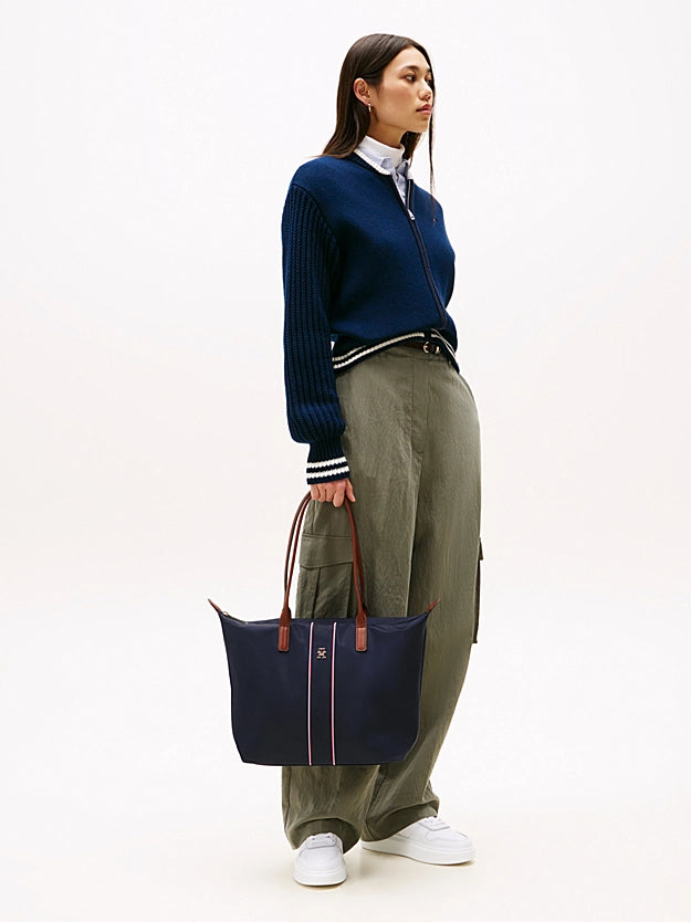 Borsa Shopper Tote Blu Corporate con monogramma TH