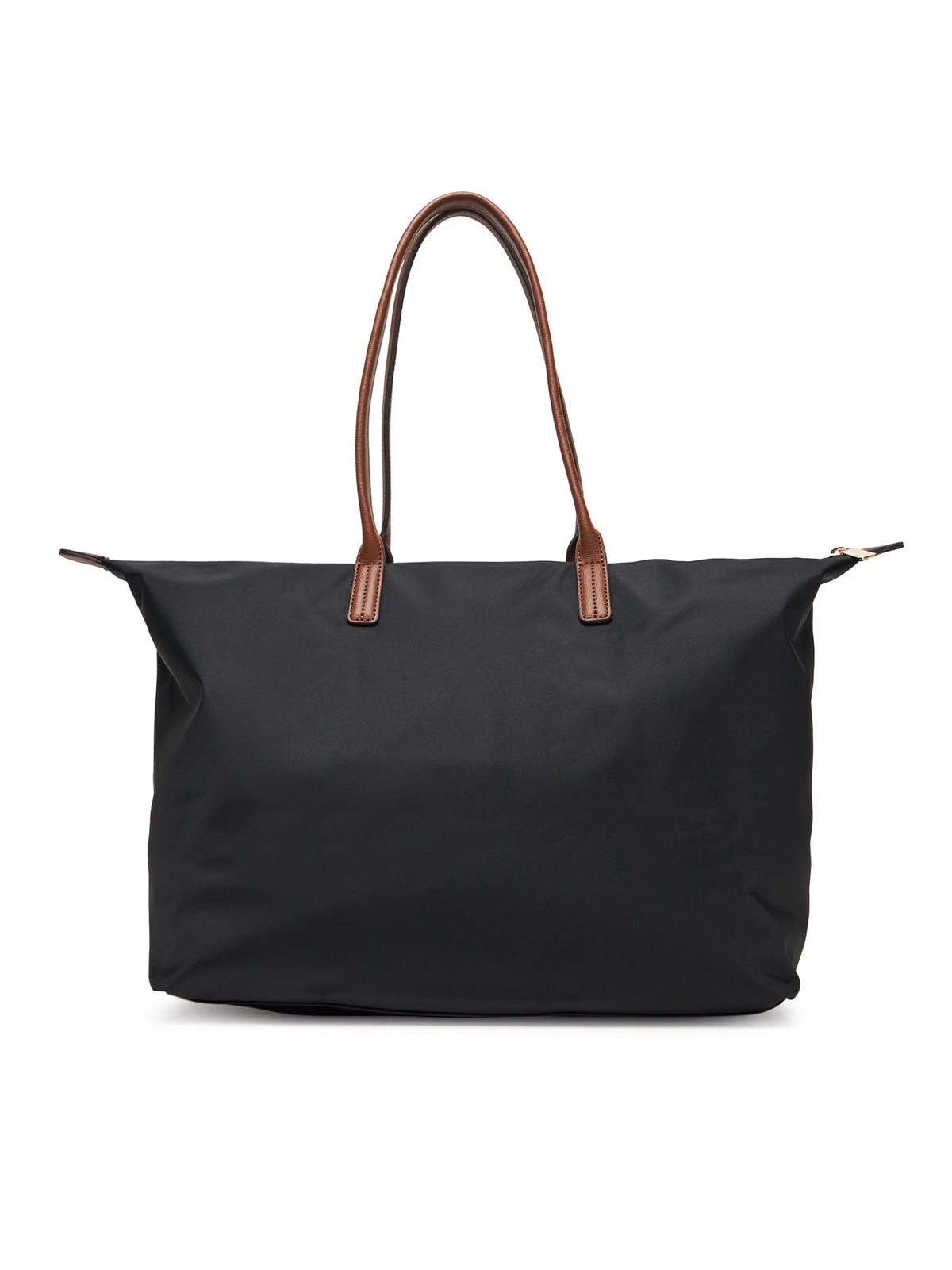 Borsa Shopper In Nylon con Profili in Pelle - Marrone, Nera