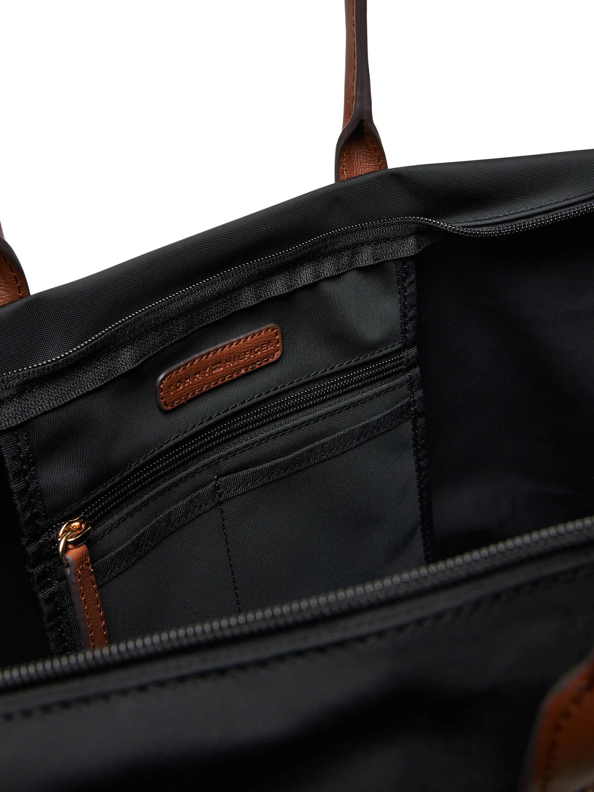 Borsa Shopper In Nylon con Profili in Pelle - Marrone, Nera