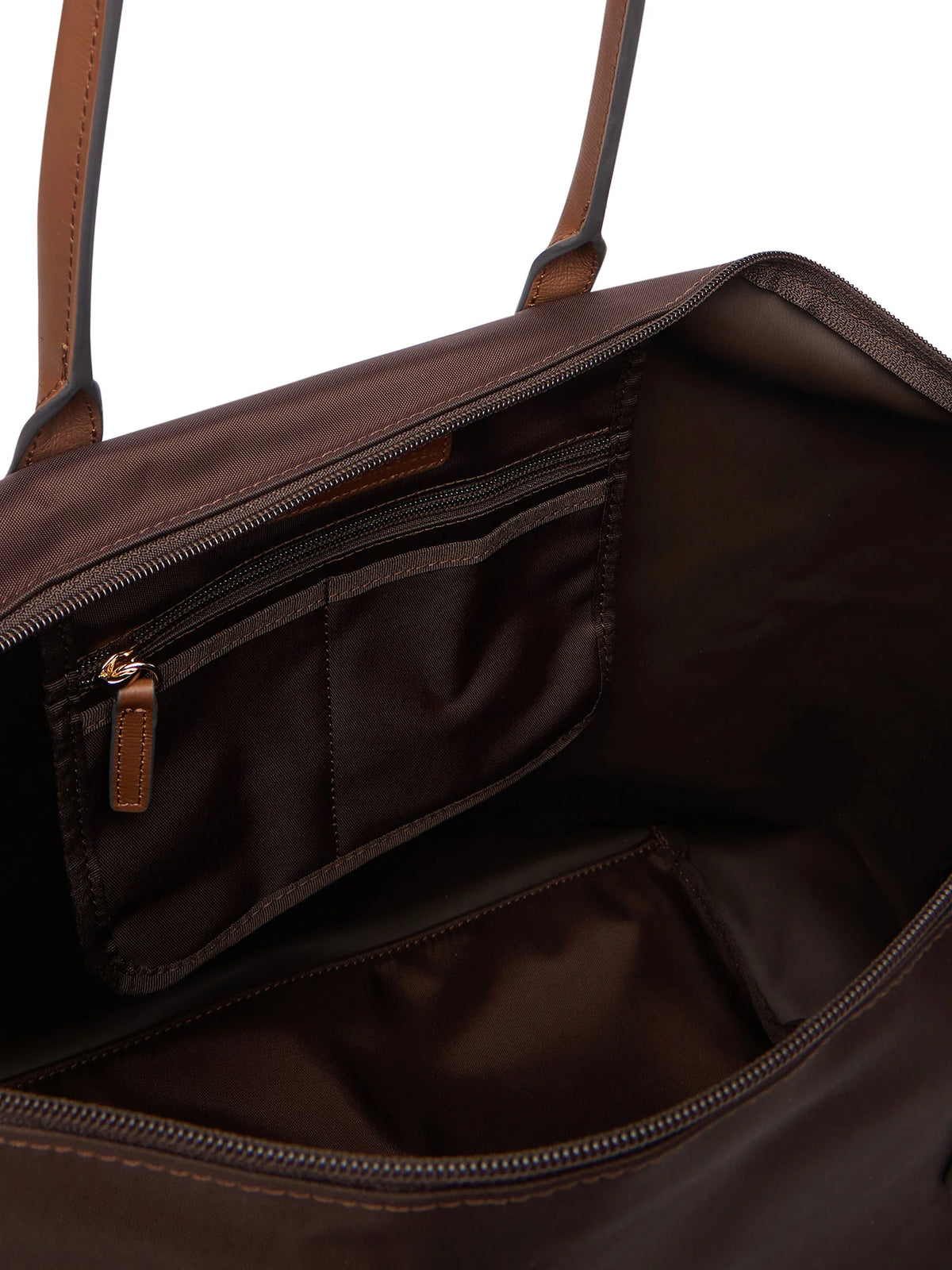 Borsa Shopper In Nylon con Profili in Pelle - Marrone, Nera