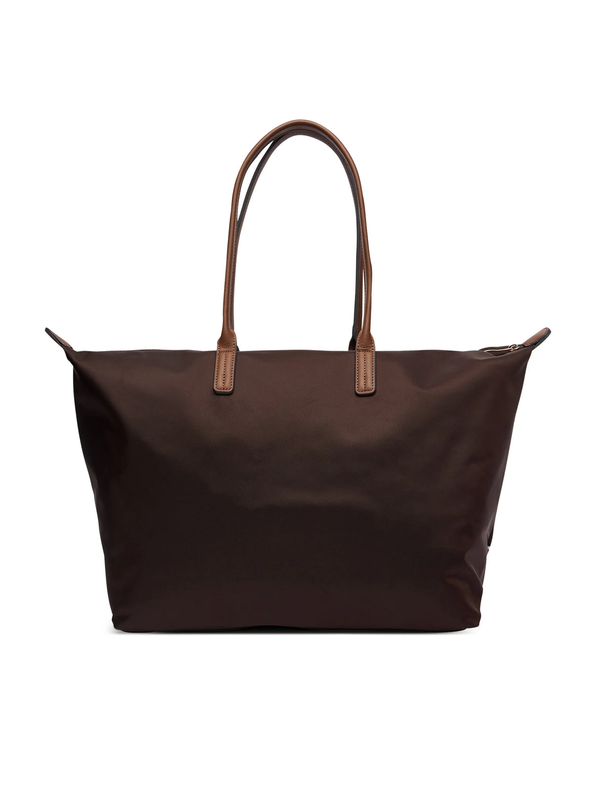 Borsa Shopper In Nylon con Profili in Pelle - Marrone, Nera