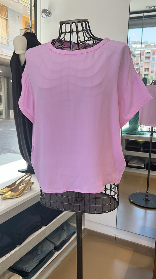 Blusa in misto seta -  Rosa o Verde Scuro