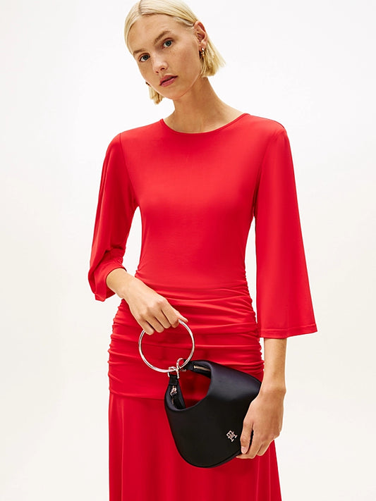 Borsetta elegante in raso con tracolla e bracciale -  Rossa