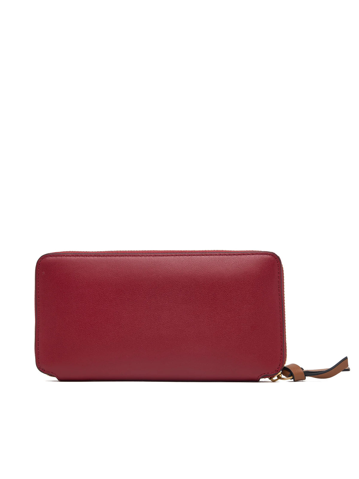 Portafogli Grande in Pelle con Zip - Bordeaux, Nero