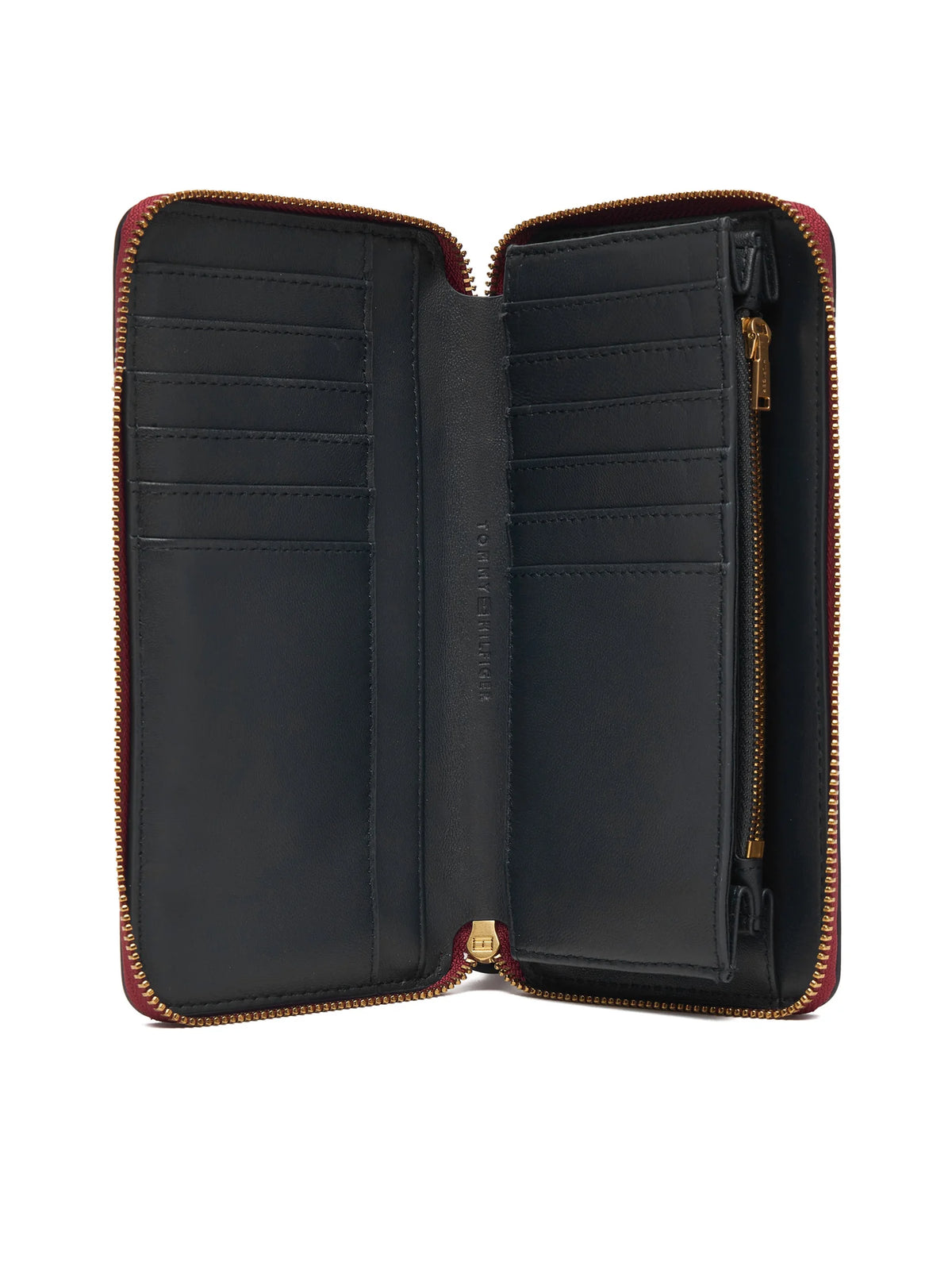 Portafogli Grande in Pelle con Zip - Bordeaux, Nero