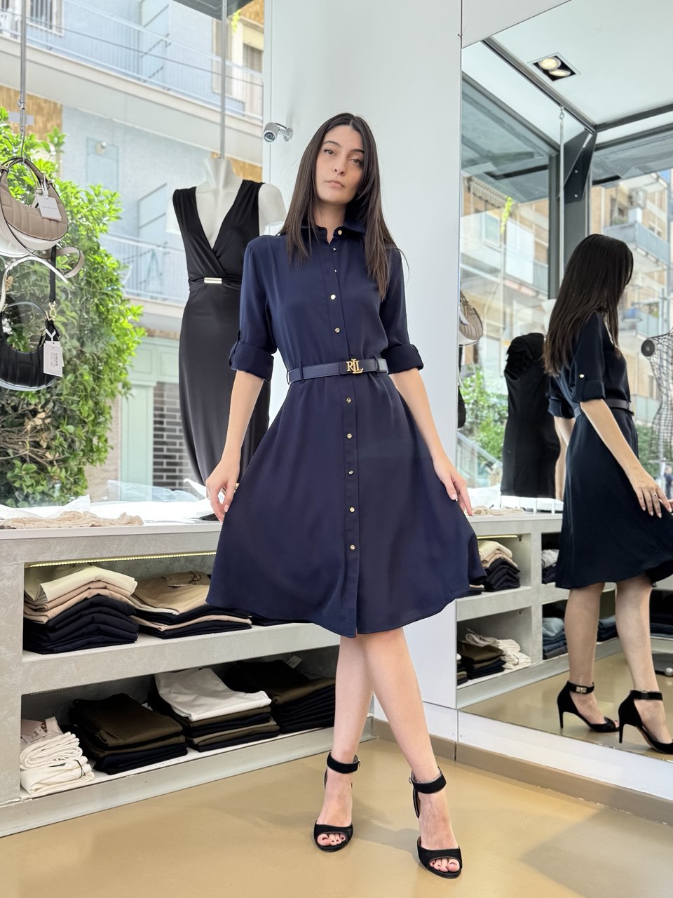 Abito chemisier in triplo georgette