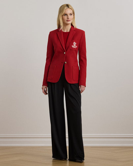 Giacca Rossa a Blazer in jacquard con ricamo logo