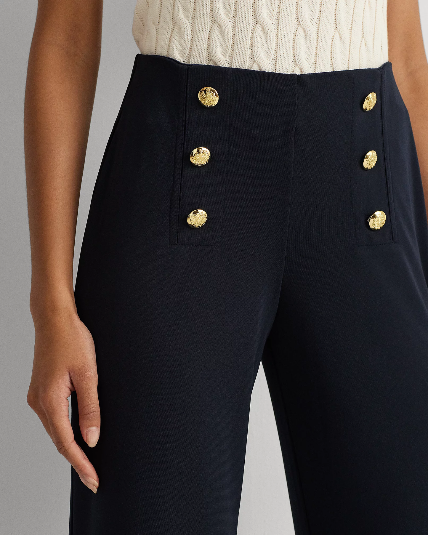 Pantaloni blu ampi in jersey stretch