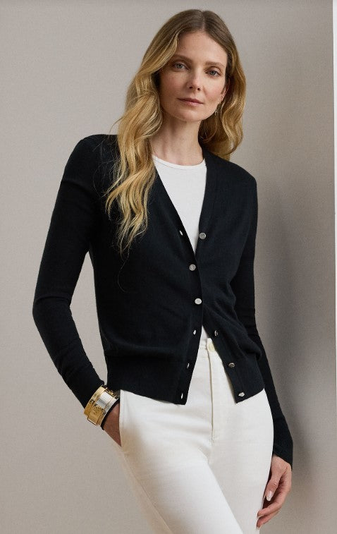 Maglia a Cardigan in Cotone e Modal dal Taglio Fit