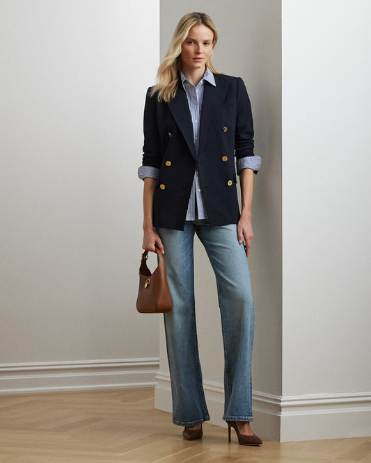 Giacca a Blazer in Crepe di Lana a Doppio Petto