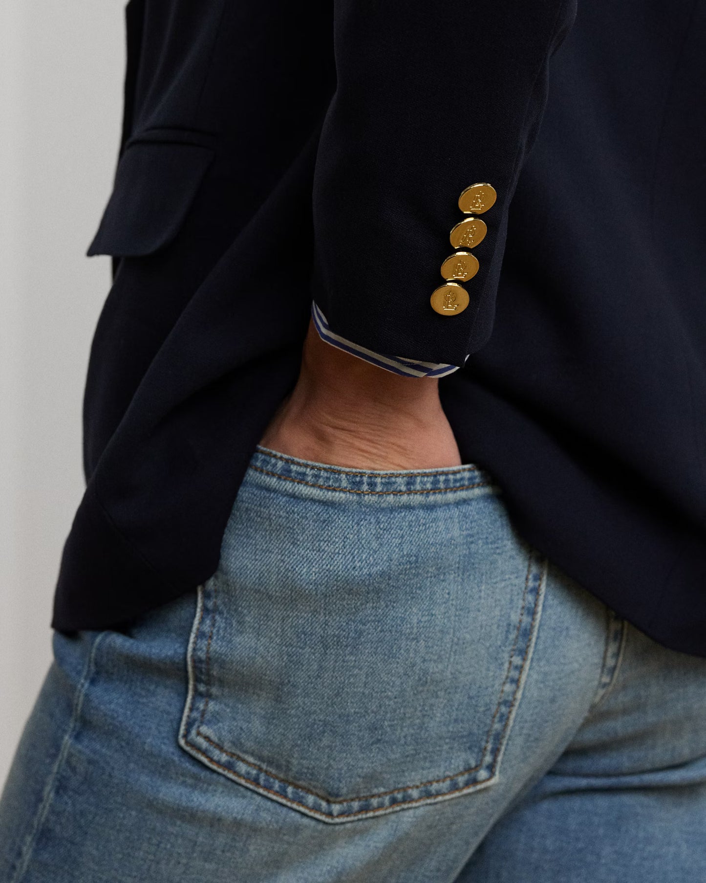 Giacca a Blazer in Crepe di Lana a Doppio Petto