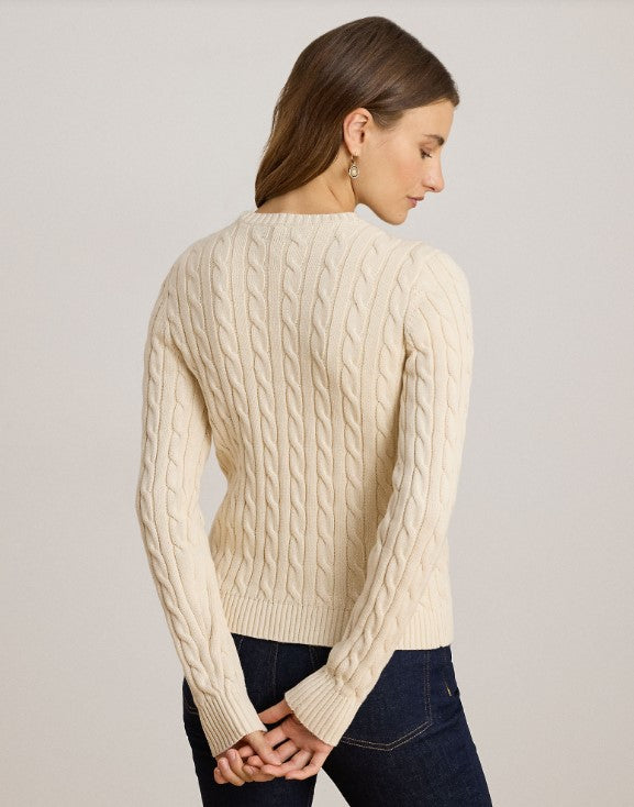 Cardigan in maglia di cotone a treccia con stemma - Blu, Panna, Rosso, Nero