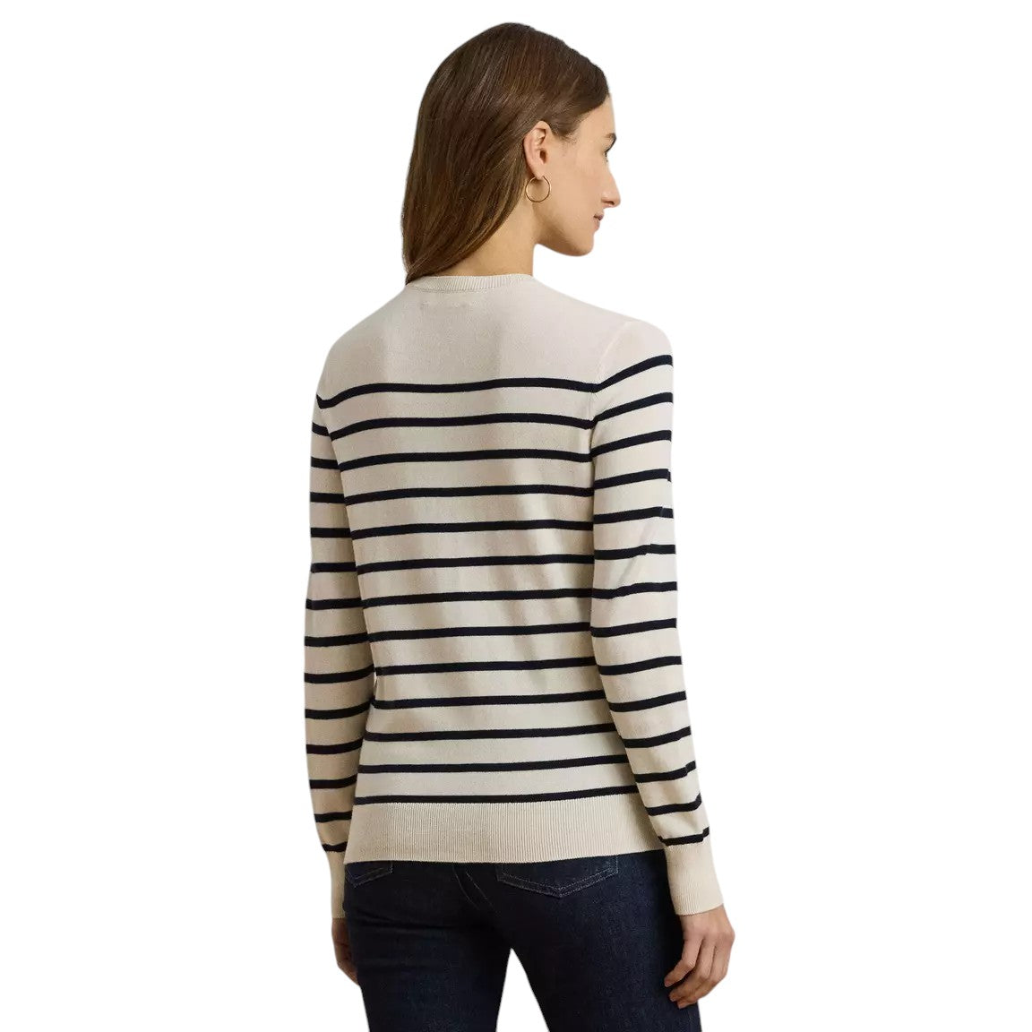 Maglia a righe panna e blu in misto cotone