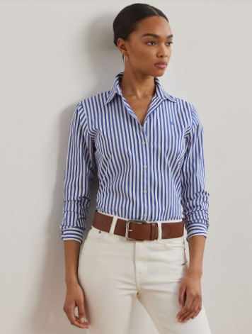Camicia Classica a Righe Blu e Bianca