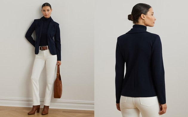 Giacca Blu in maglia in misto cotone