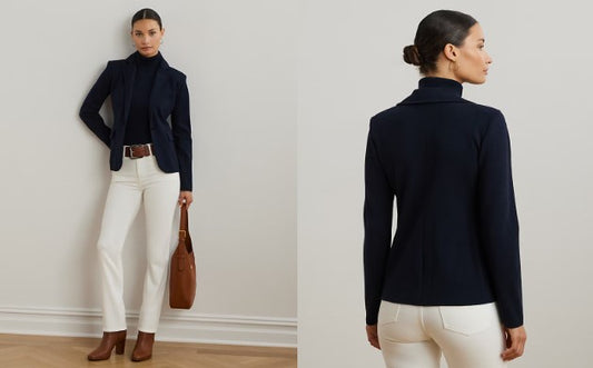 Giacca Blu in maglia in misto cotone