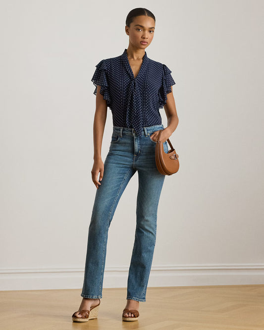 Blusa In Georgette A Pois Con Fiocco