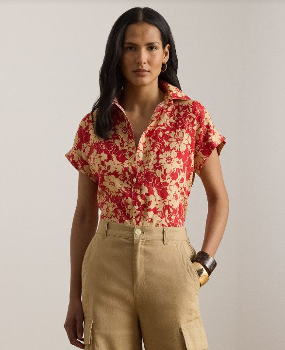 Camicia a maniche corte a fantasia floreale